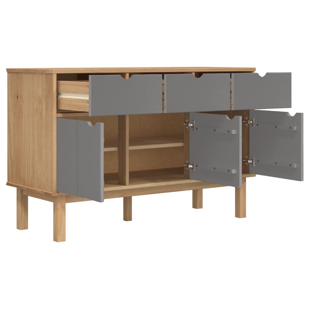 Aparador otta 114x43x73,5 cm pinho maciço castanho/cinza
