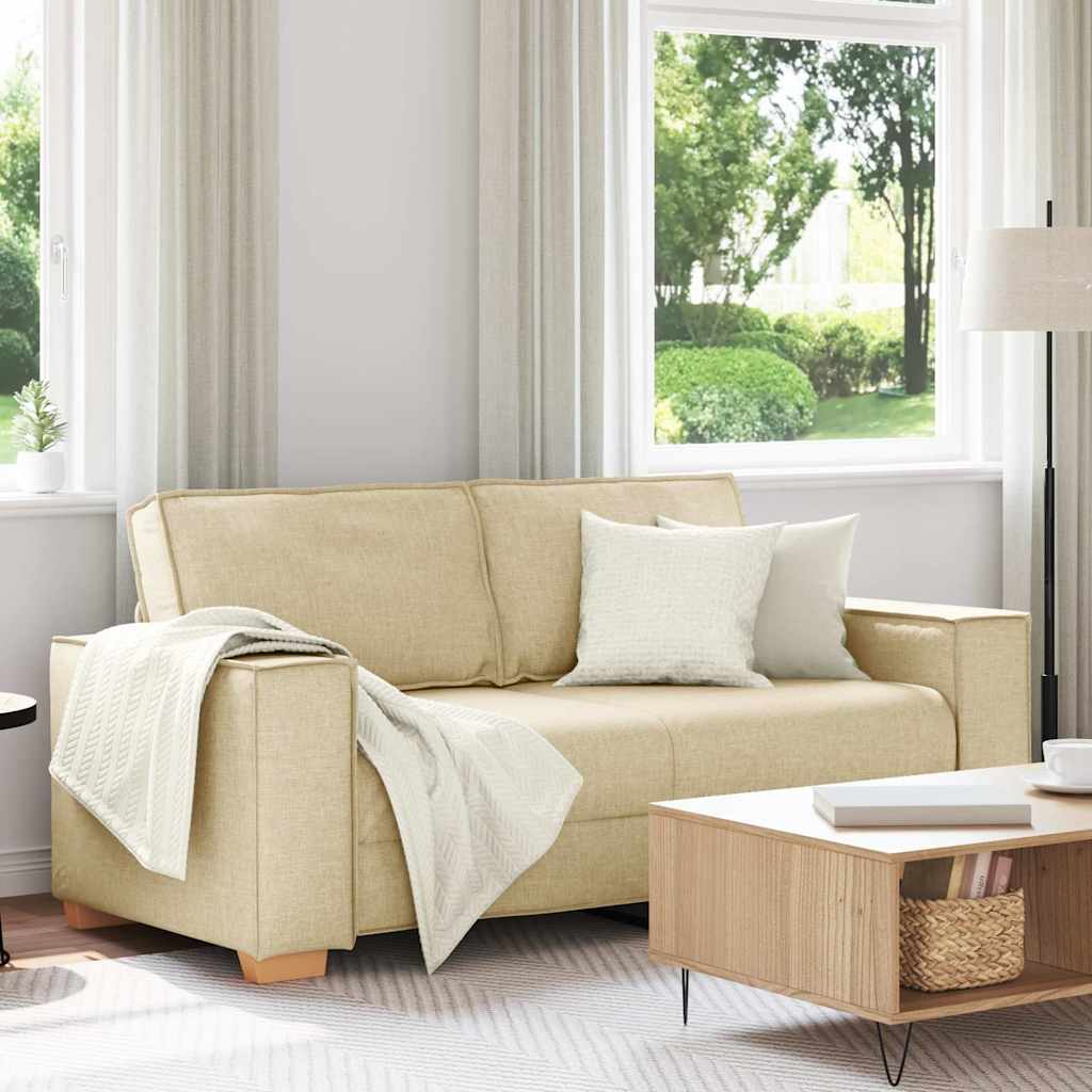 Sofá de 2 lugares em tecido creme 180x78x84 cm