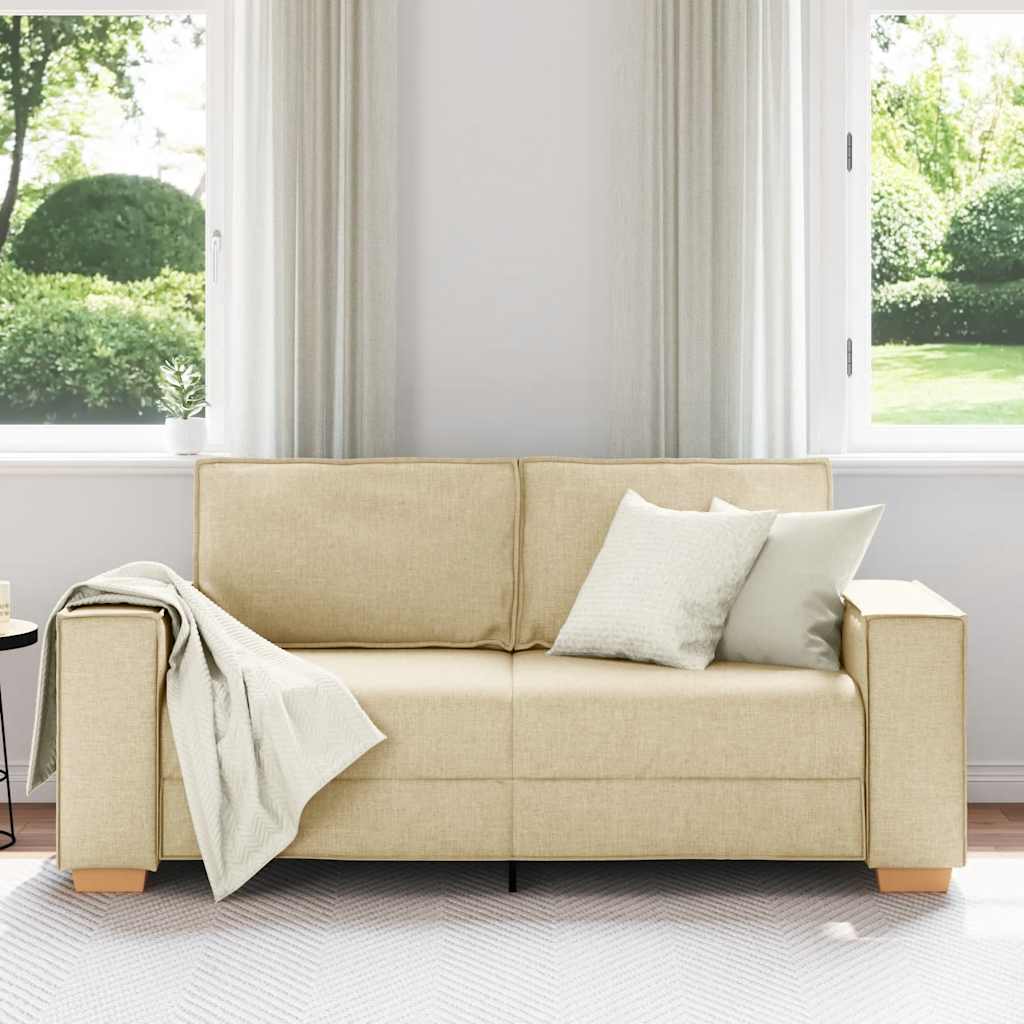 Sofá de 2 lugares em tecido creme 180x78x84 cm