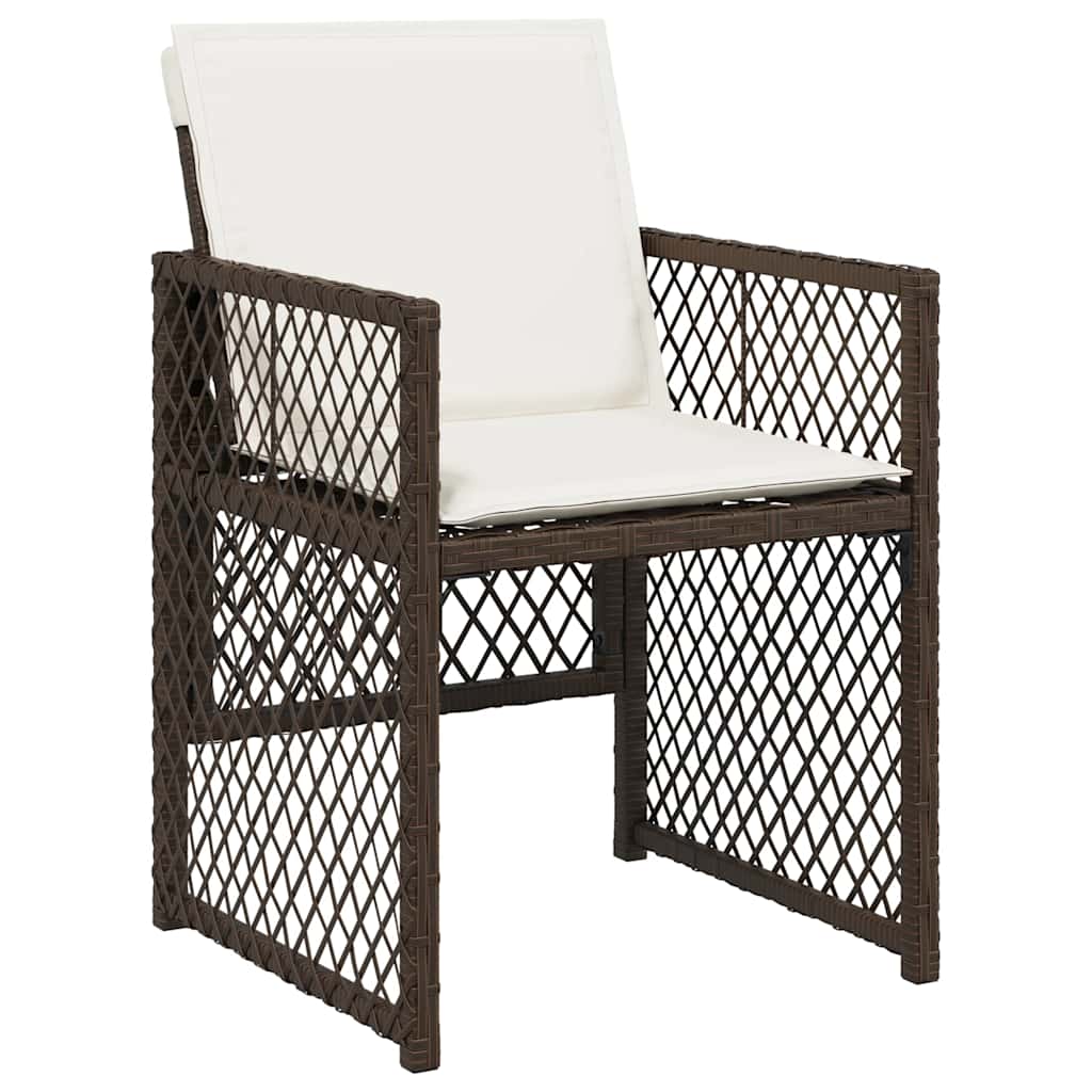 9 Pcs conjunto jantar p/ jardim c/ almofadões vime PE castanho