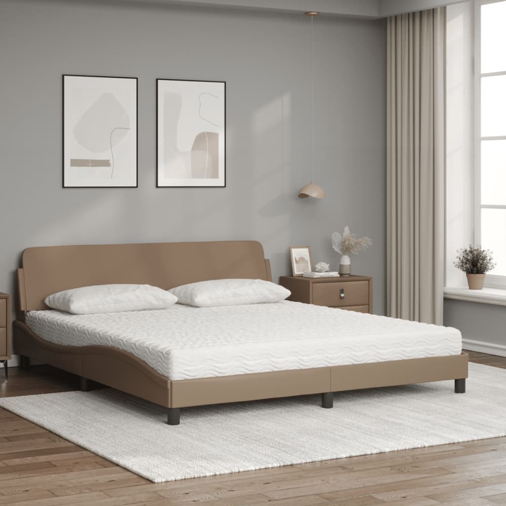 Cama com colchão dover 180x200 cm couro artificial cappuccino