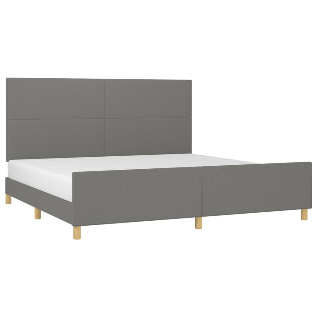 Estrutura de cama sem colchão 200x200 cm tecido cinzento-escuro