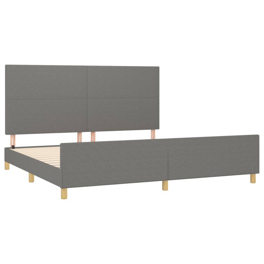 Estrutura de cama sem colchão 200x200 cm tecido cinzento-escuro