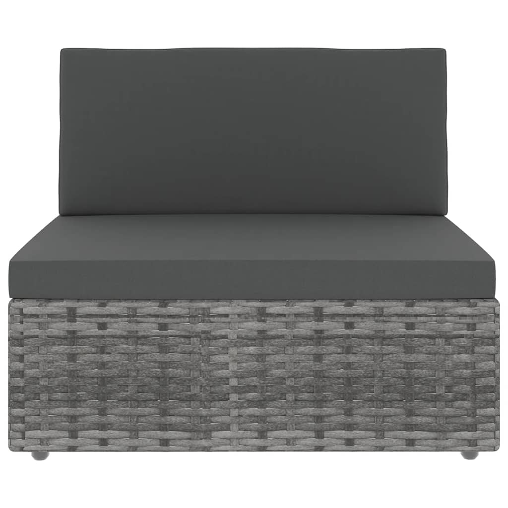 5 Pcs conjunto lounge de jardim c/ almofadões vime PE cinzento