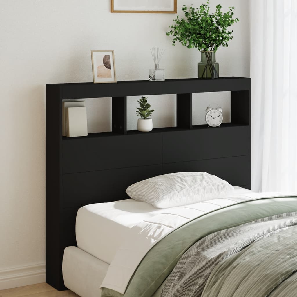Armário de cabeceira com luzes LED 120x17x102 cm preto