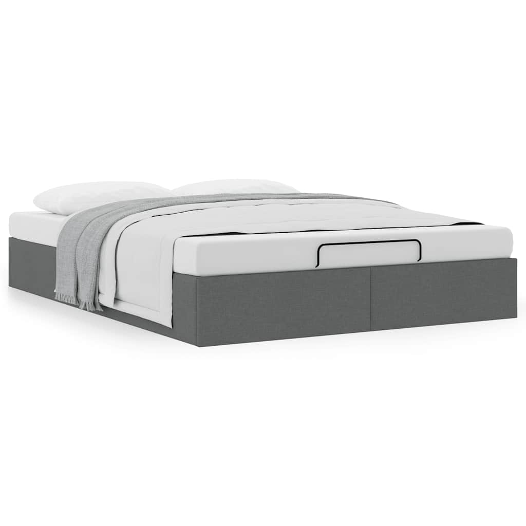 Estrutura de cama otomana sem colchão 140x200cm cinzento-escuro