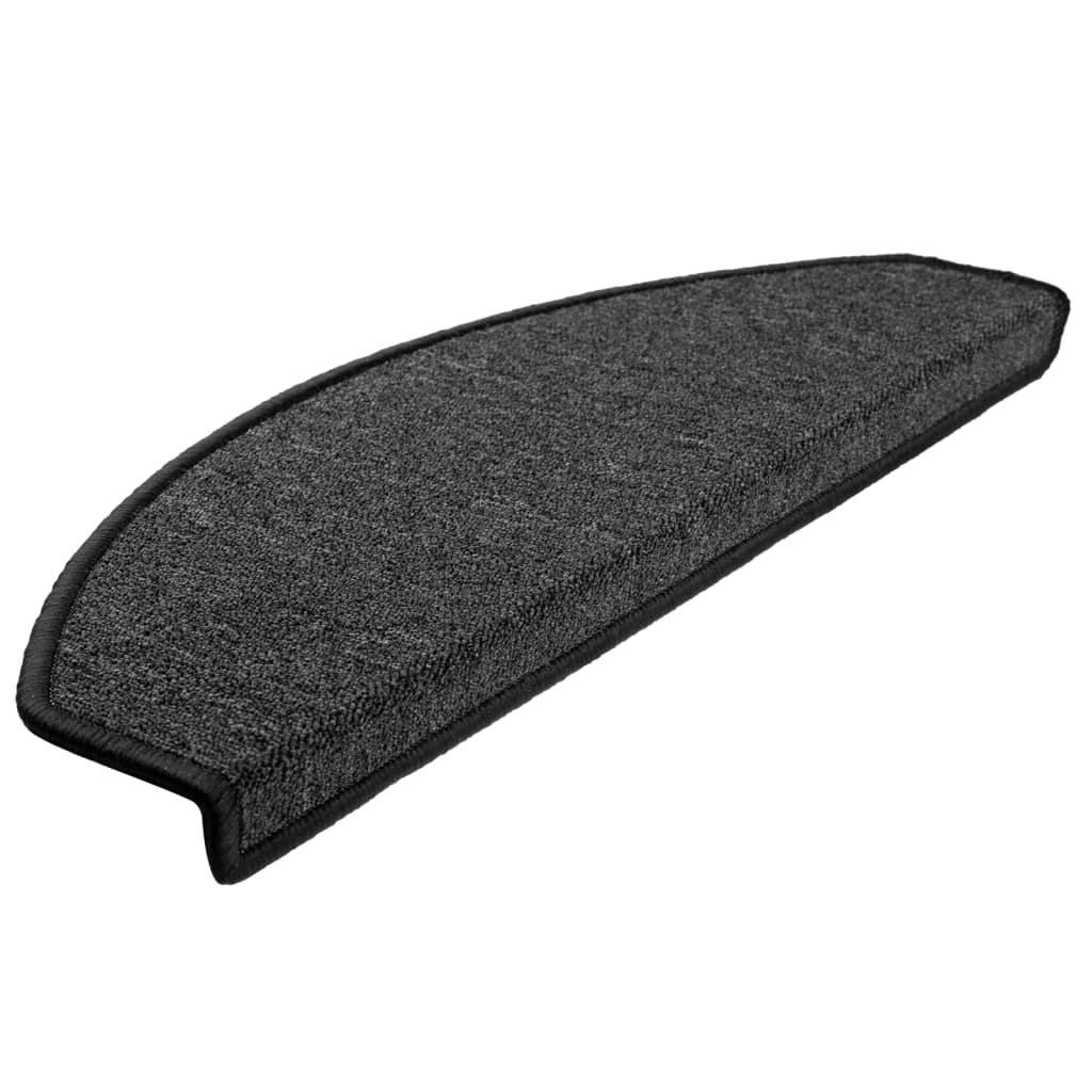 Tapetes de escada 15 peças 65x24x4 cm antracite meio redondo grande