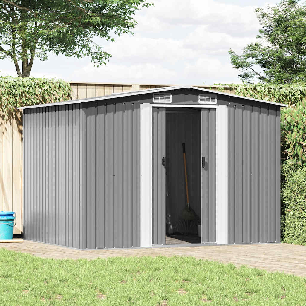 Abrigo de jardim metal cinzento 257x205x178 cm