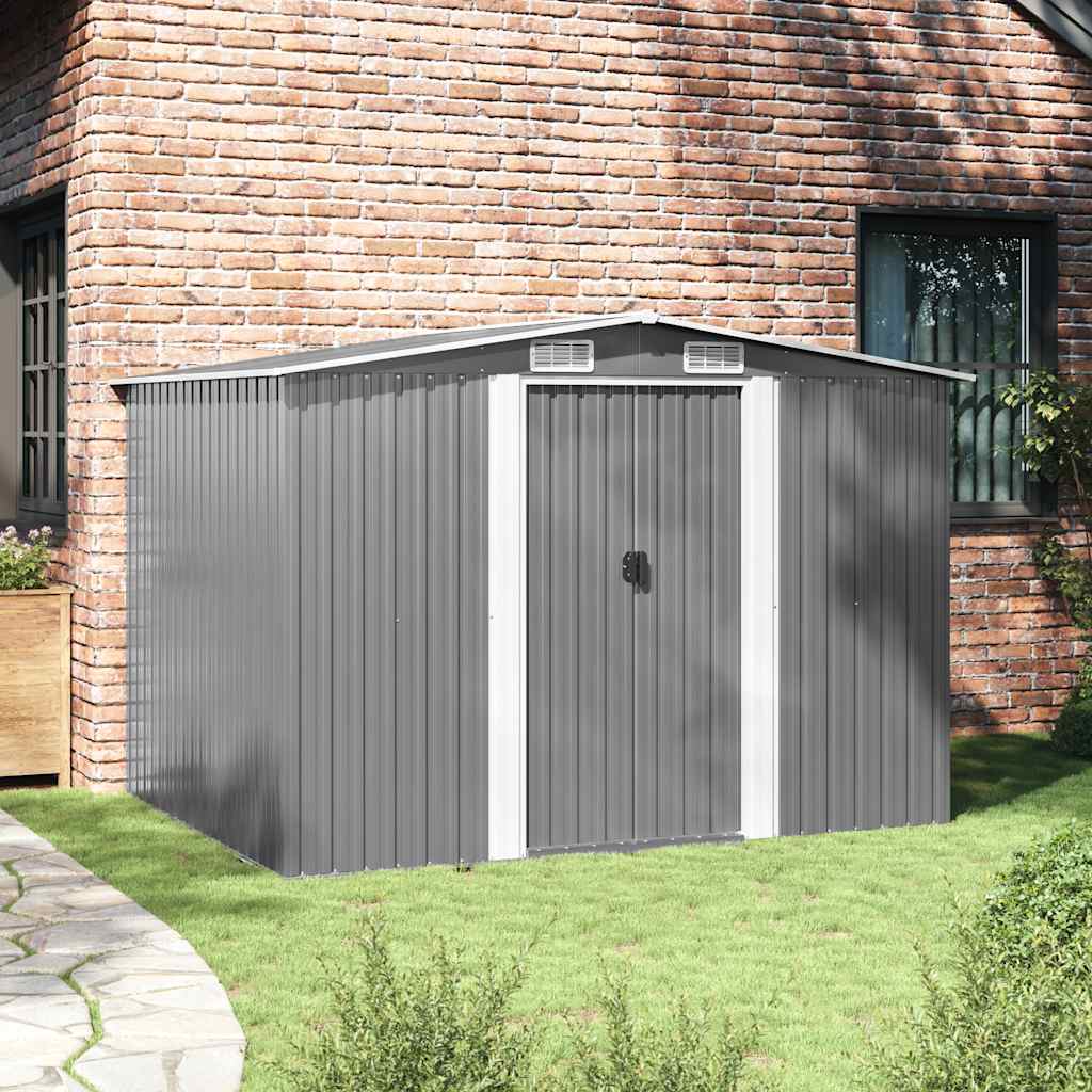 Abrigo de jardim metal cinzento 257x205x178 cm