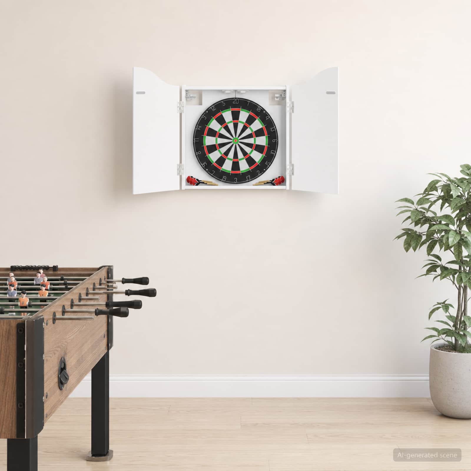 Armário para dartboard branco 56 x 12 x 63 cm