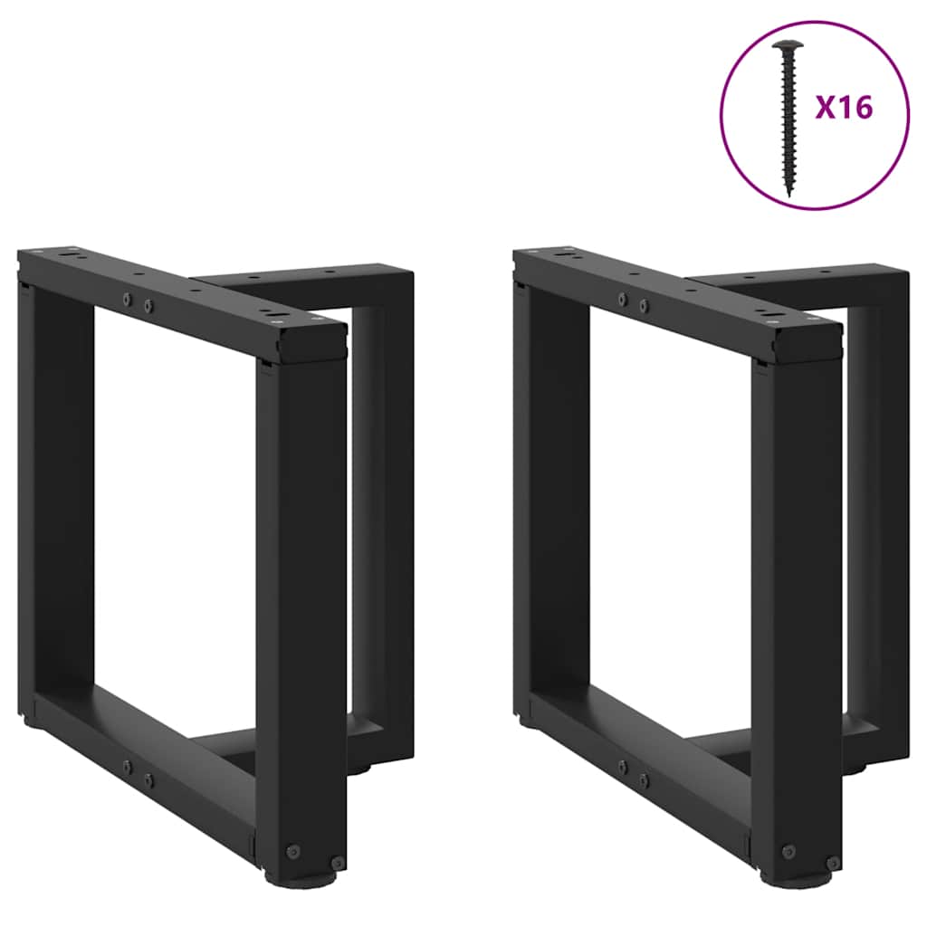 Pés para mesa de centro em forma de t, 2 peças, preto, 50x25x(42-43) cm, aço