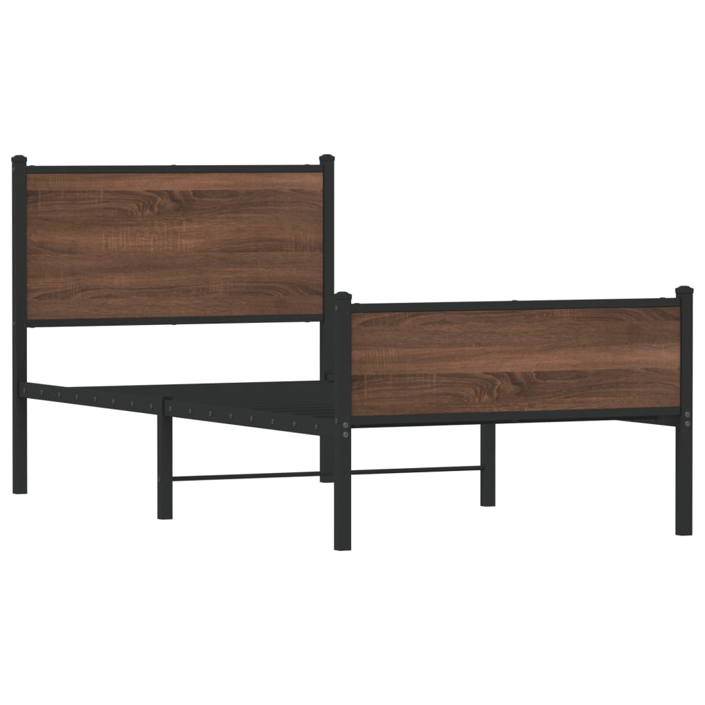 Estrutura de cama sem colchão 80x200 cm metal carvalho castanho