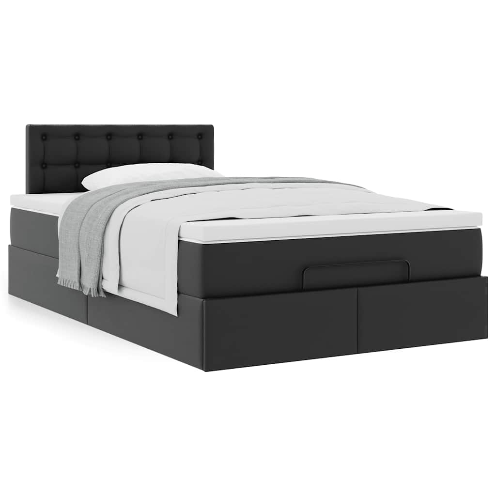 Estrutura de cama otomana com colchão 120x200 cm preta