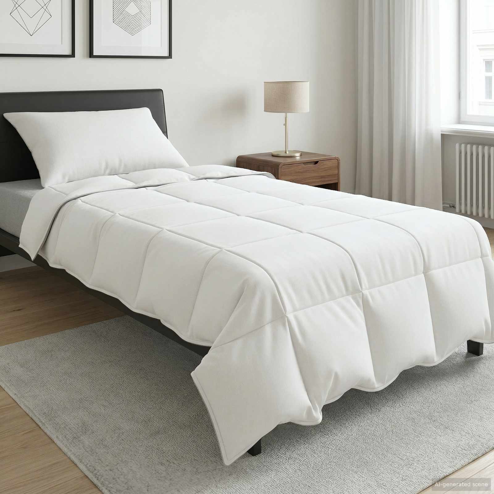Edredom de verão simples branco 155 x 220 cm fibra de bambu