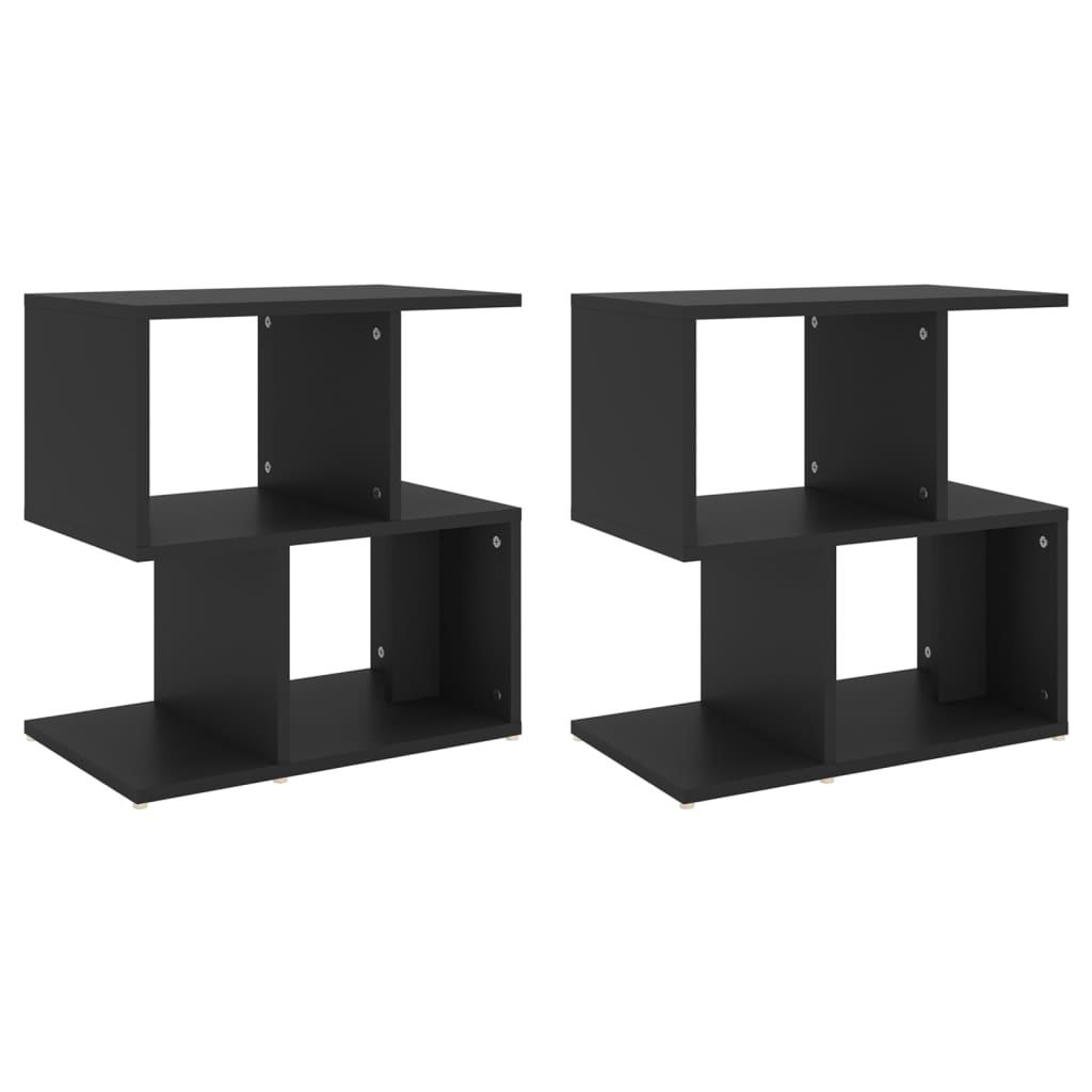 Mesas de cabeceira 2 pcs 50x30x51,5 cm derivados madeira preto