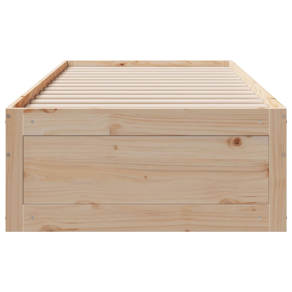 Cama sem colchão com gavetas 75x190 cm madeira de pinho maciça