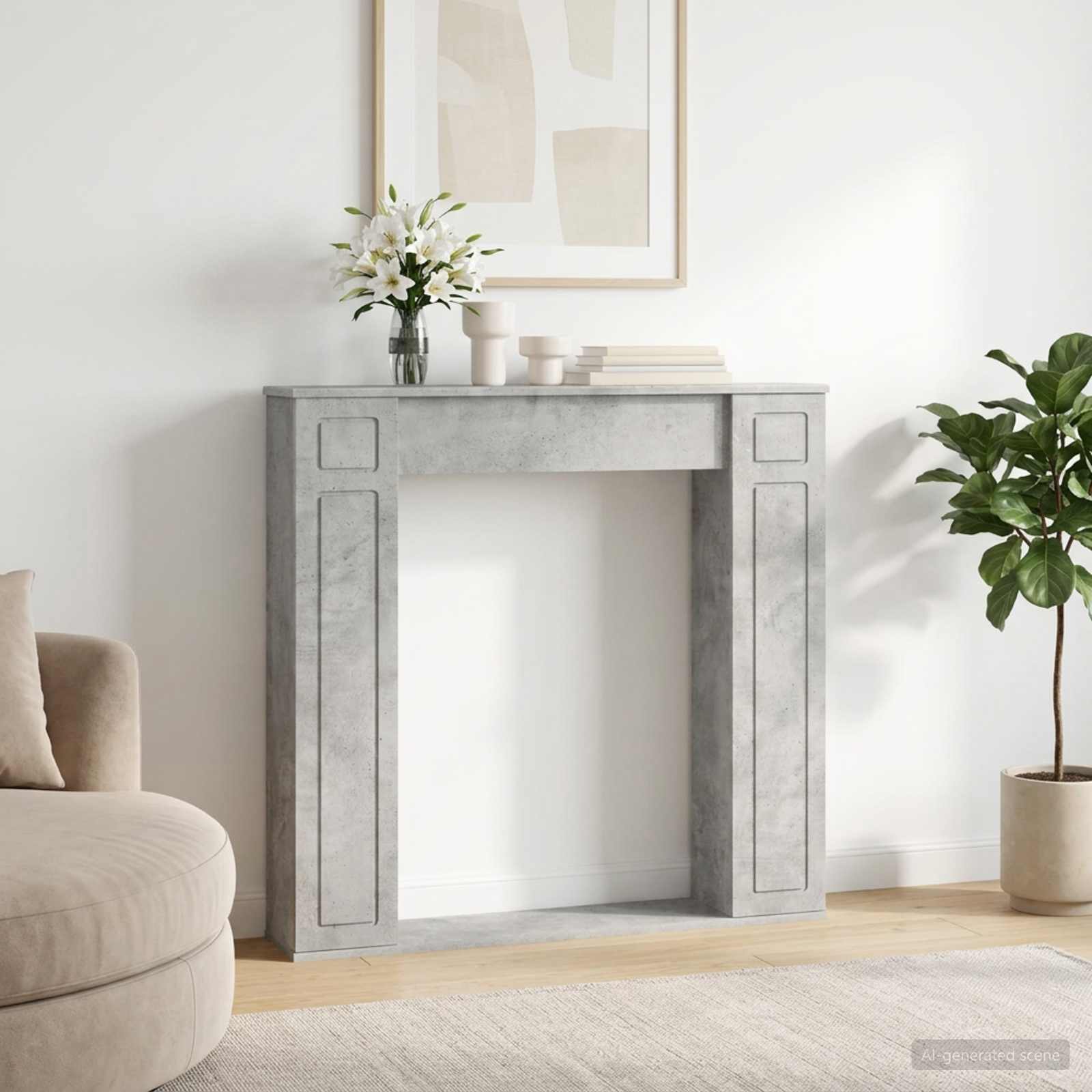 Moldura de lareira cinzento cimento 100 x 20 x 100 cm