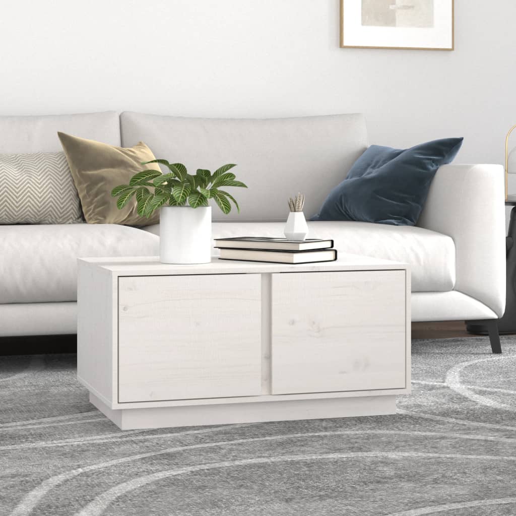Mesa de centro 80x50x40 cm madeira de pinho maciça branco