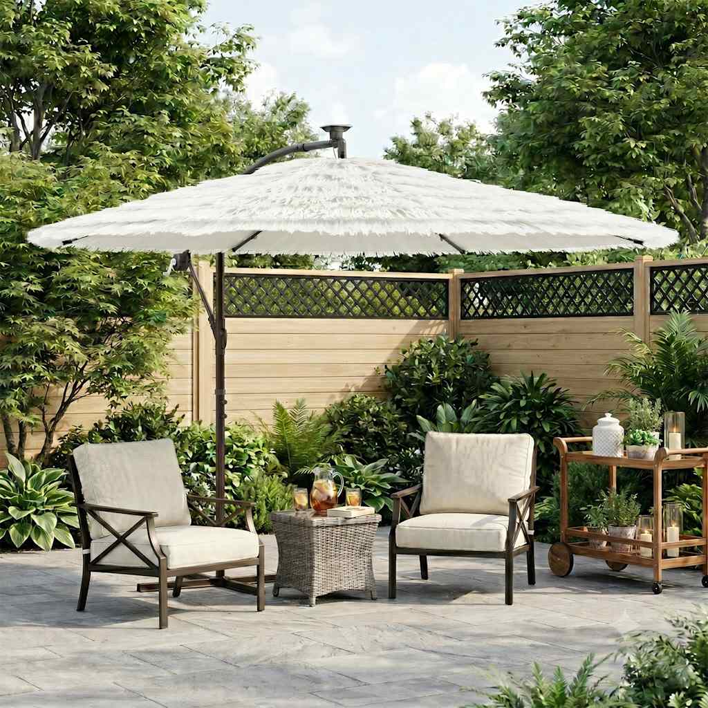Guarda-sol de jardim com poste de aço 269x269x235 cm branco