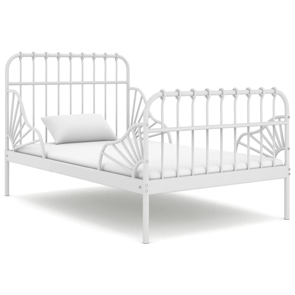 Estrutura de cama extensível em metal branco 80x130/200 cm