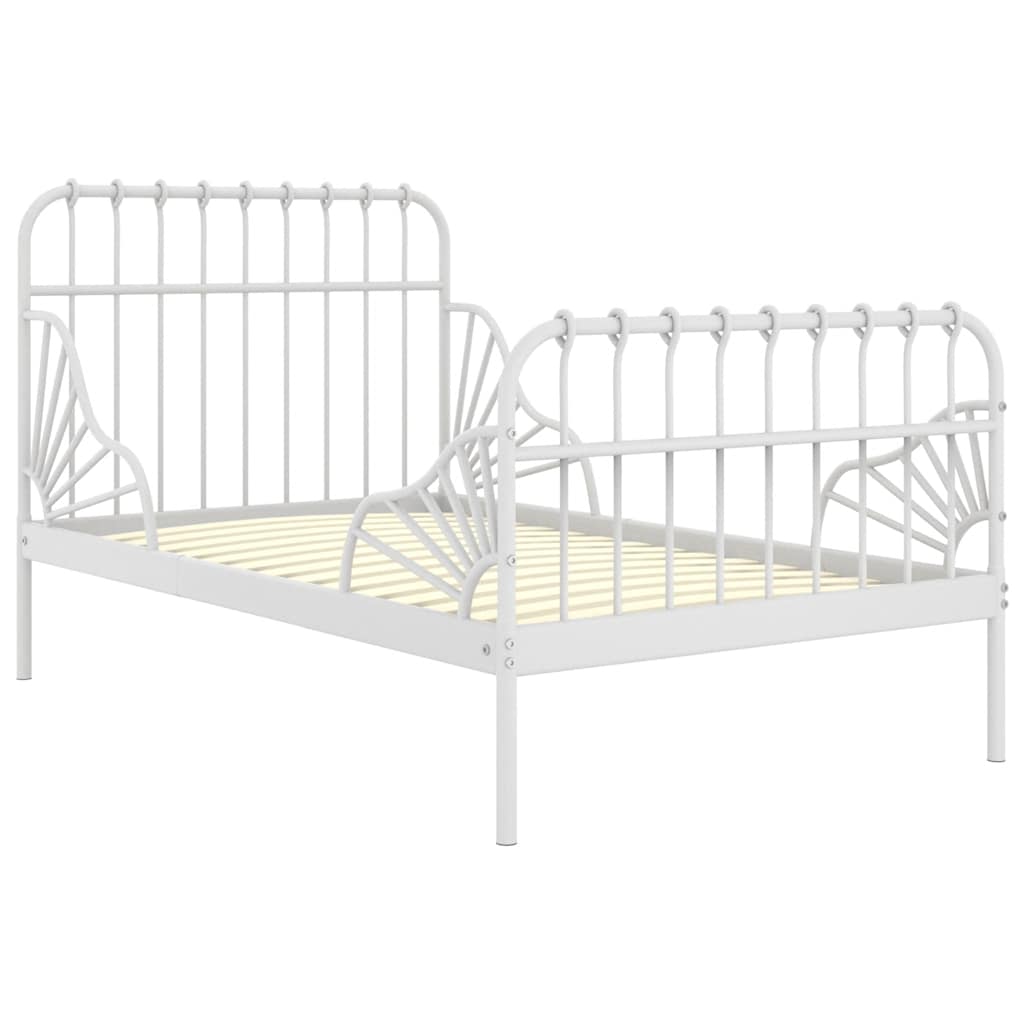 Estrutura de cama extensível em metal branco 80x130/200 cm