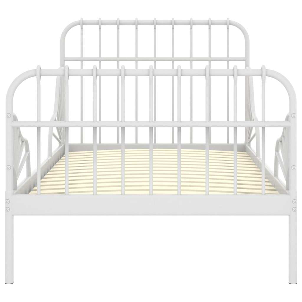 Estrutura de cama extensível em metal branco 80x130/200 cm