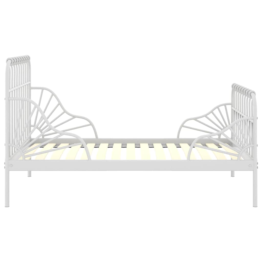 Estrutura de cama extensível em metal branco 80x130/200 cm