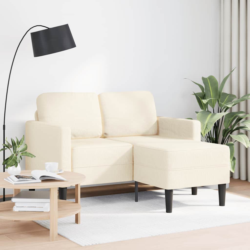 Sofá 2 lugares com chaise em l 125 cm linho creme