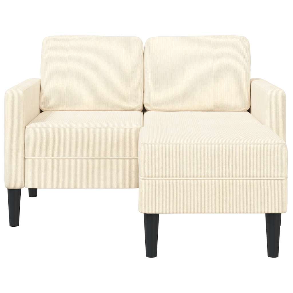 Sofá 2 lugares com chaise em l 125 cm linho creme