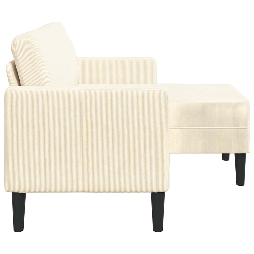 Sofá 2 lugares com chaise em l 125 cm linho creme