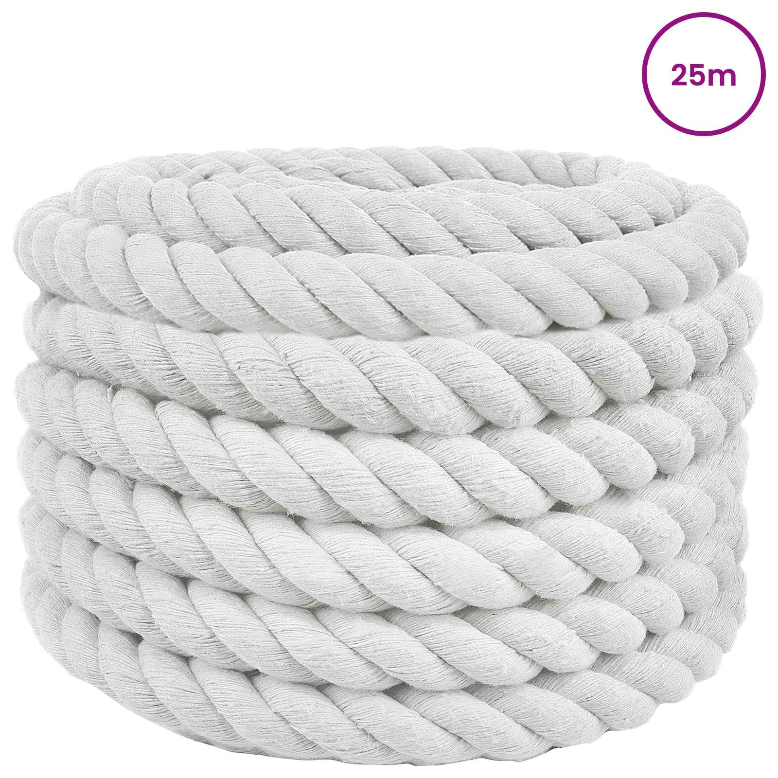 Corda de algodão 36 mm 25 m branco 100% algodão