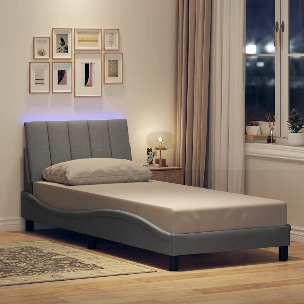 Estrutura de cama sem colchão hanko 80x200 cm tecido cinzento-claro