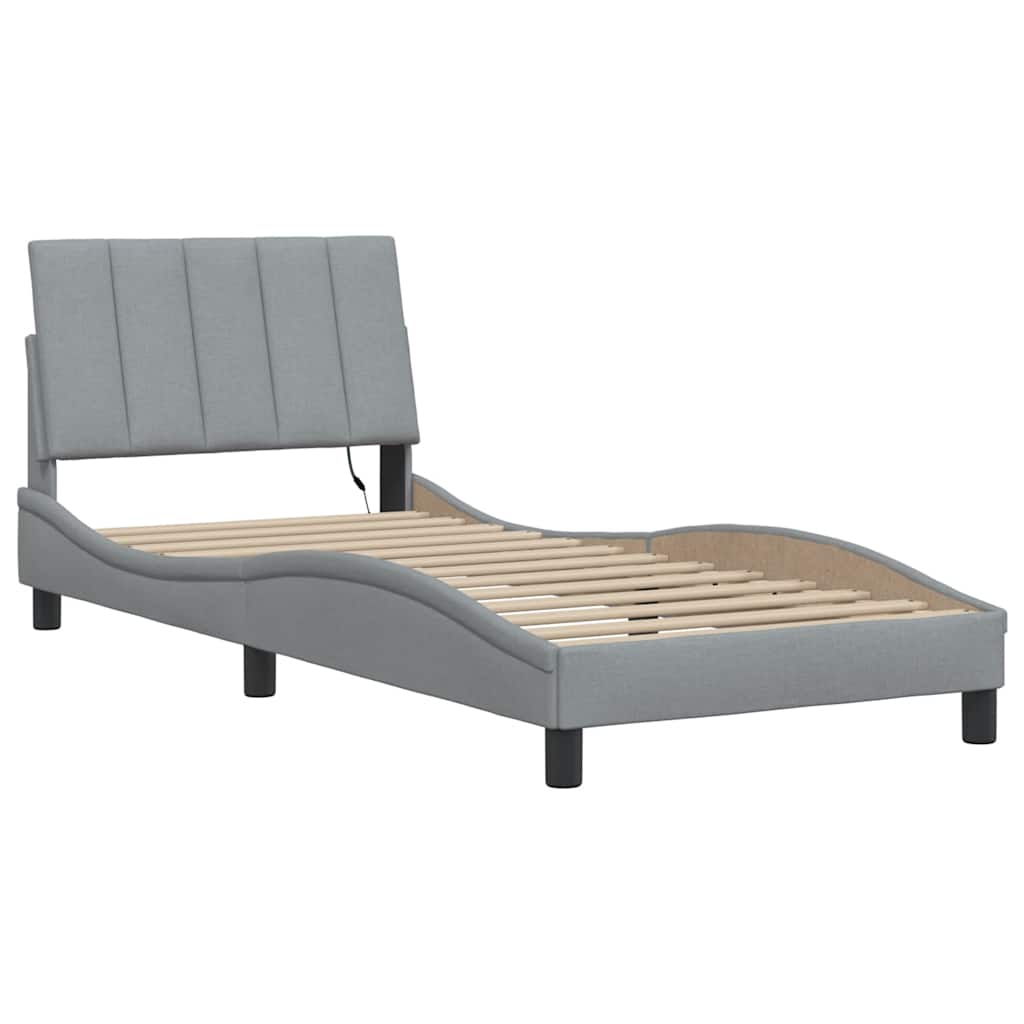 Estrutura de cama sem colchão hanko 80x200 cm tecido cinzento-claro