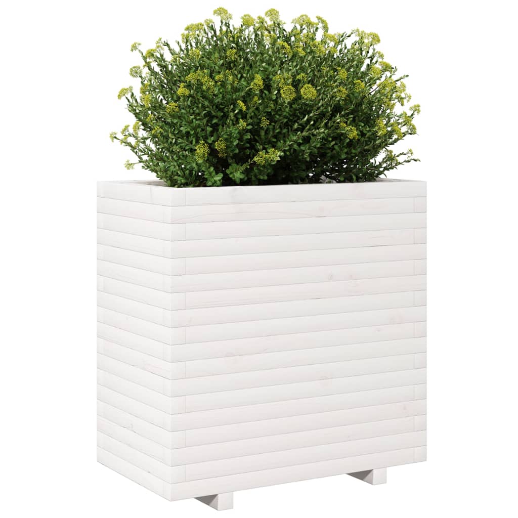 Vaso/floreira de jardim 70x40x72,5 cm pinho maciço branco