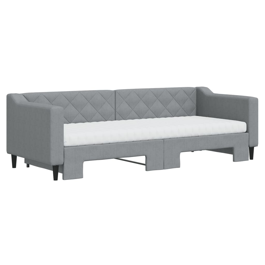 Sofá-cama c/ gavetão e colchões 80x200 cm tecido cinzento-claro