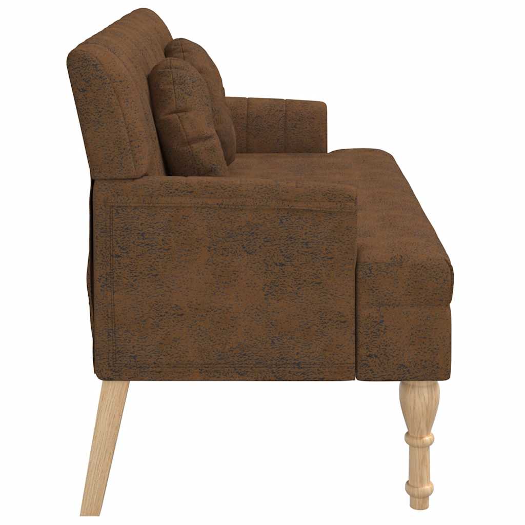 Banco c/ almofadões 113x64,5x75,5cm camurça artificial castanho