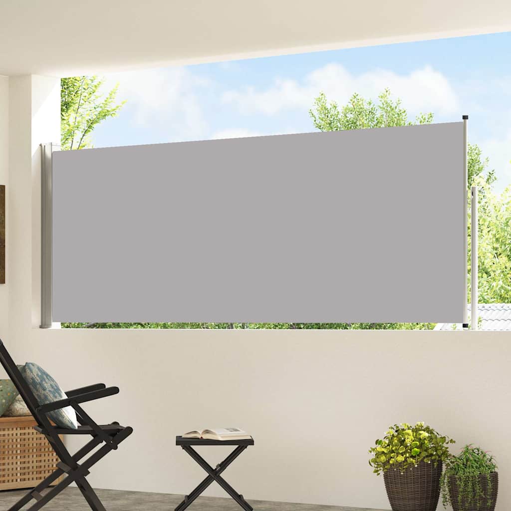 Toldo lateral retrátil para pátio 120x500 cm cinzento