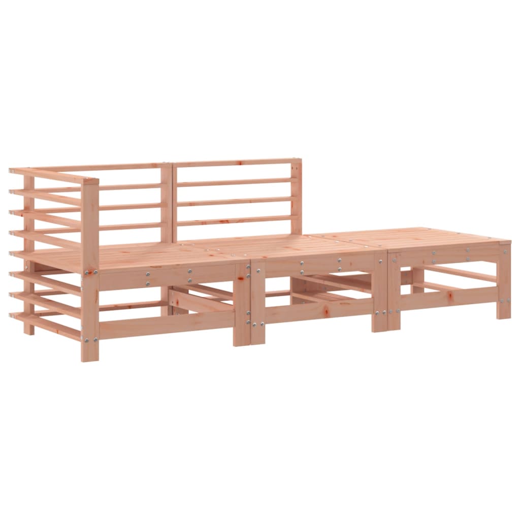 3 Pcs conj. lounge jardim c/ almofadões madeira douglas maciça
