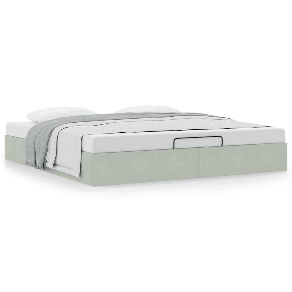 Estrutura de cama otomana sem colchão 200x200 cm cinzento claro