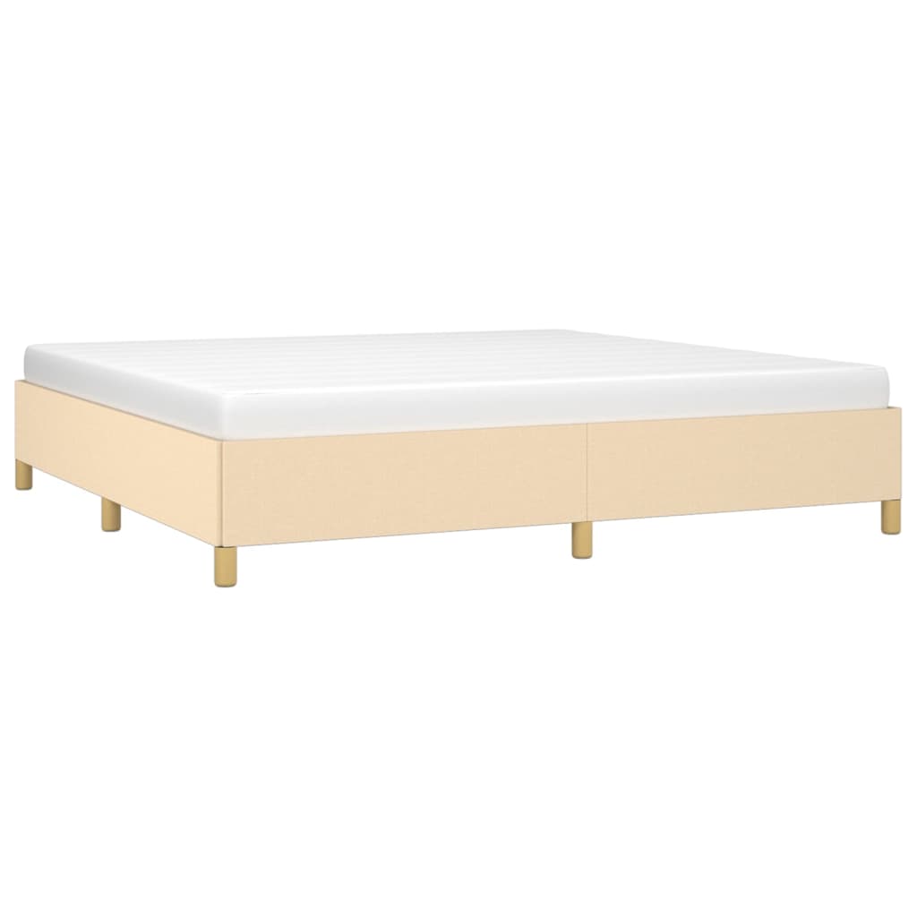Estrutura de cama sem colchão 200x200 cm tecido cor creme