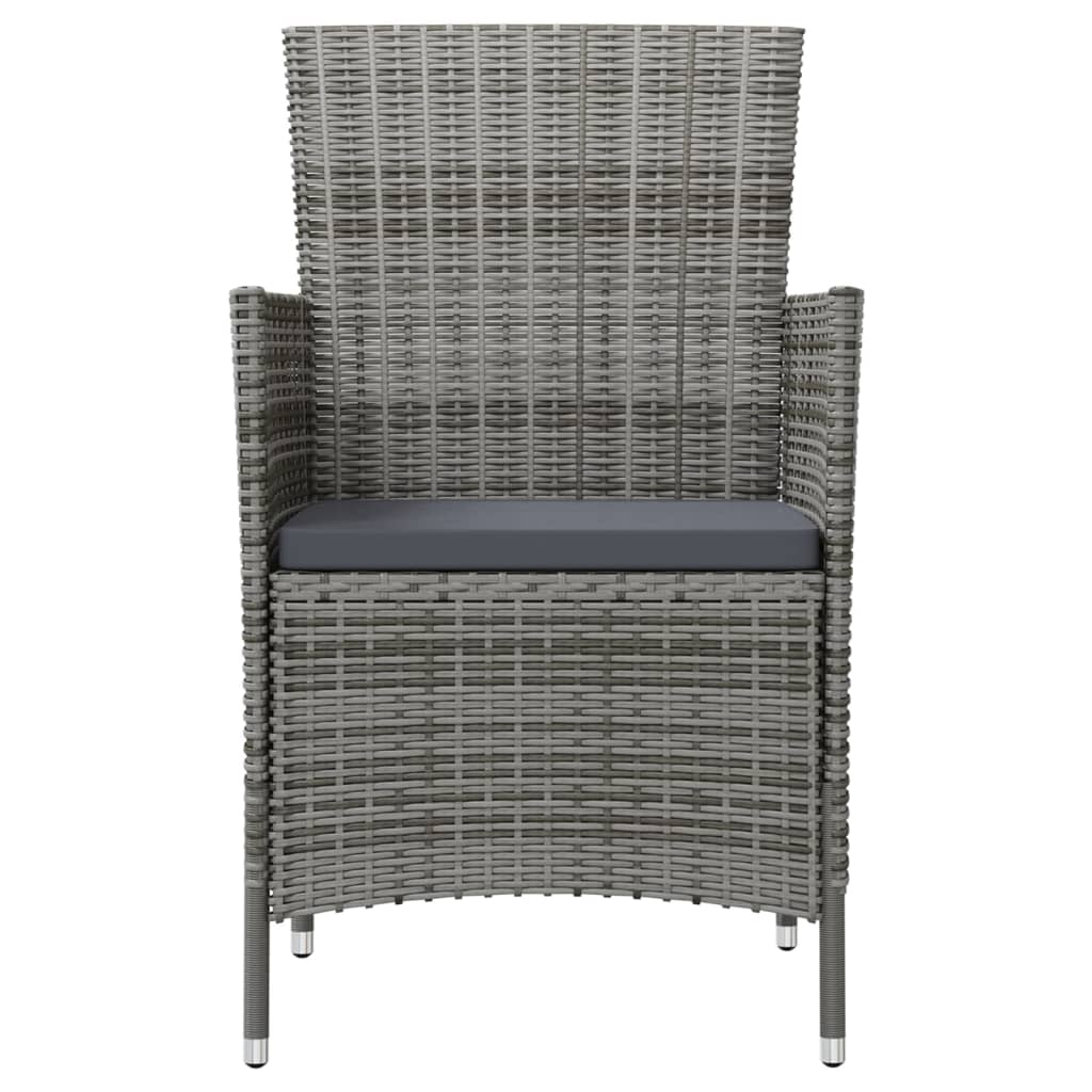 Cadeiras de jardim c/ almofadões 4 pcs vime PE cinzento