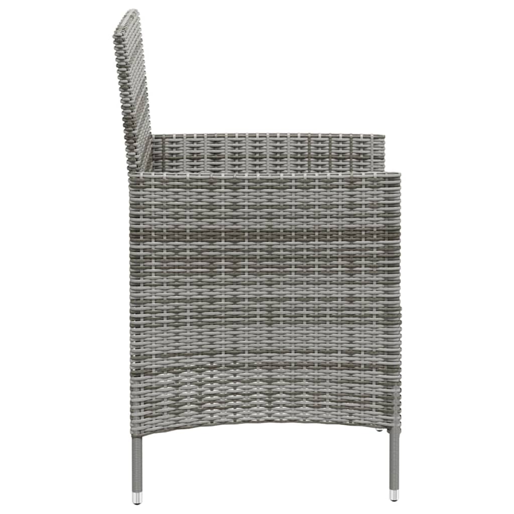 Cadeiras de jardim c/ almofadões 4 pcs vime PE cinzento