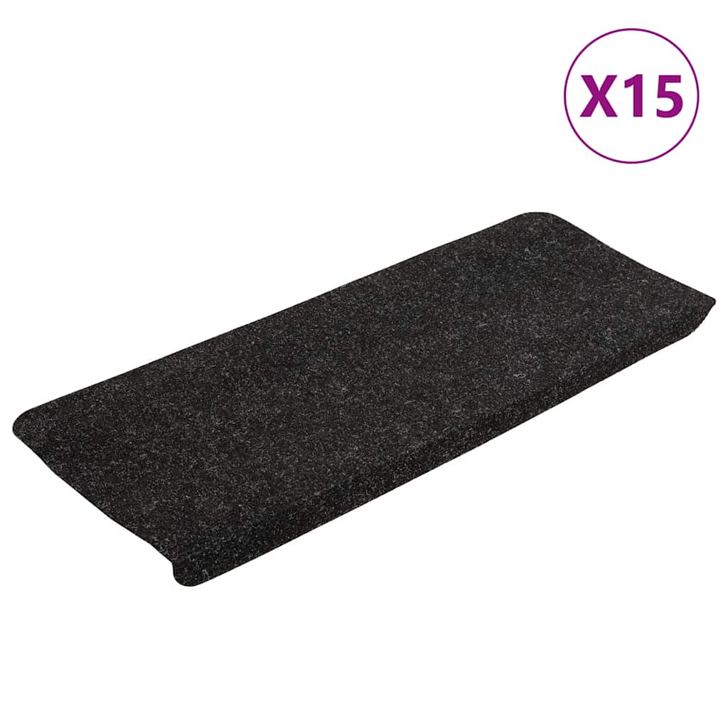 Tapetes de escada autoadesivos 15 pcs 65x24,5x3,5 cm antracite