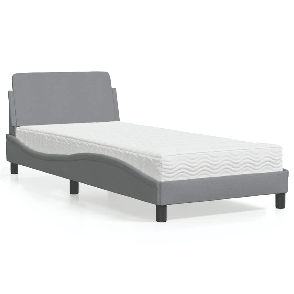 Cama com colchão dover 90x200 cm tecido cinzento-claro