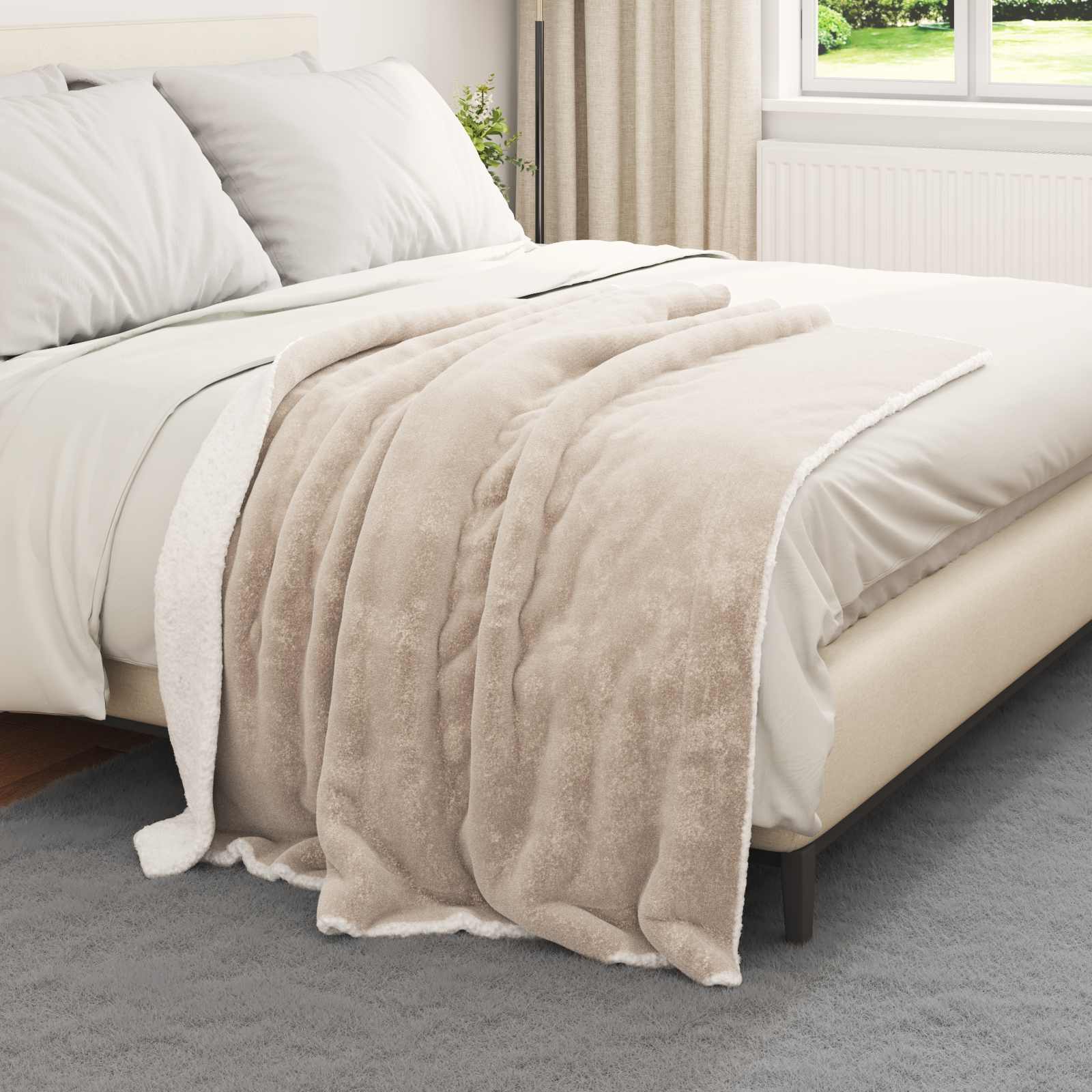 Cobertor bege 130 x 150 cm 1 lã