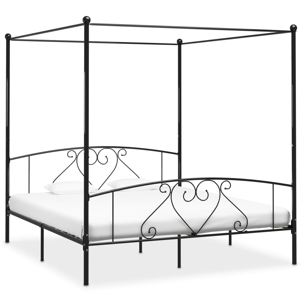 Estrutura de cama com dossel 200x200 cm metal preto