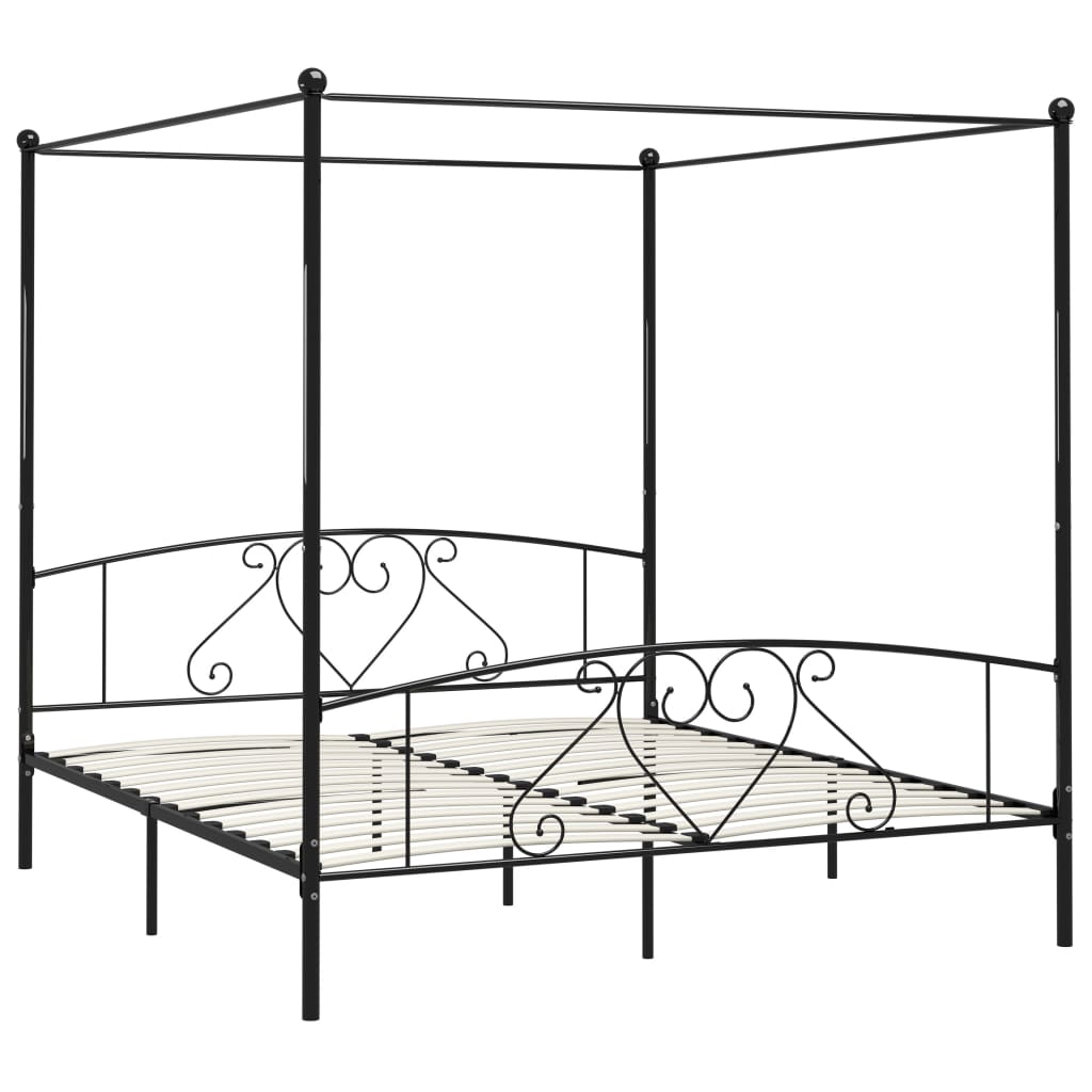 Estrutura de cama com dossel 200x200 cm metal preto