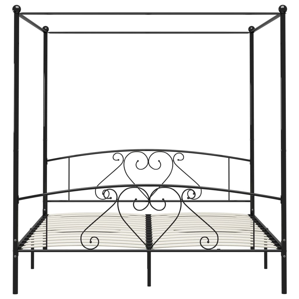 Estrutura de cama com dossel 200x200 cm metal preto