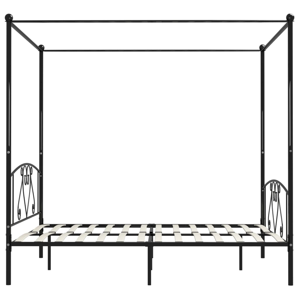 Estrutura de cama com dossel 200x200 cm metal preto