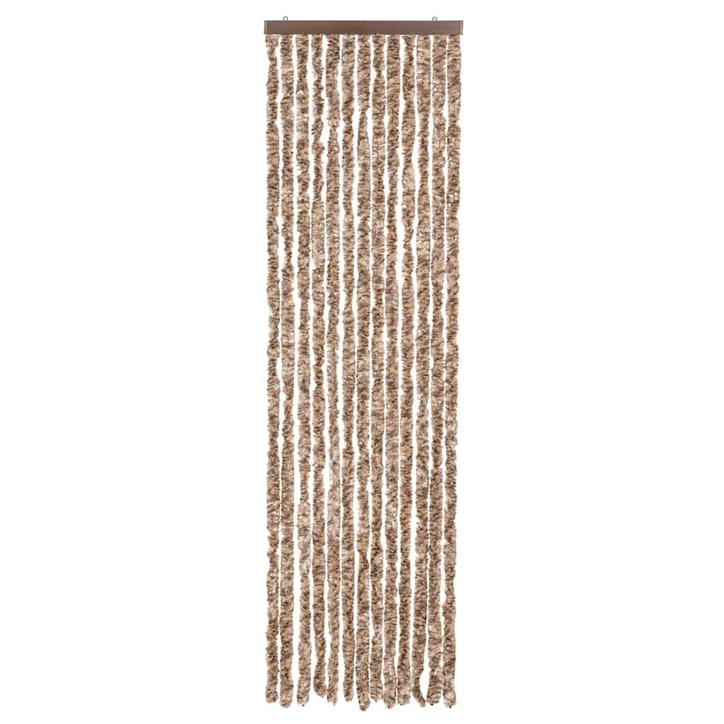 Cortina anti-insetos 56x185 cm chenille bege e castanho-escuro